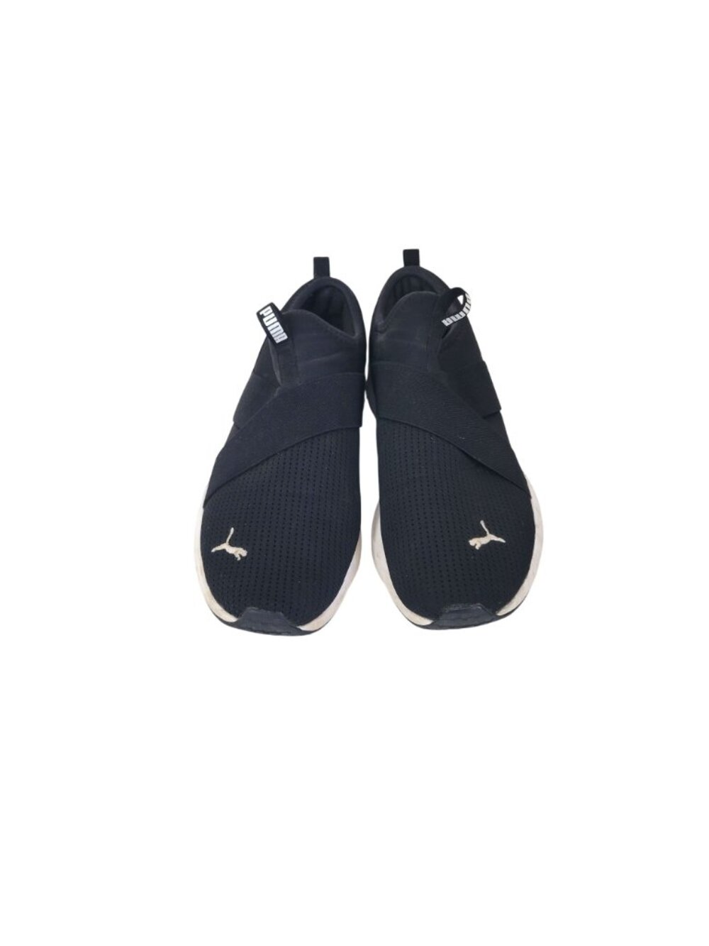 Puma Black Athletic Slip-On Sneakers With White Logo Women's Size 10 - Picture 3 of 5